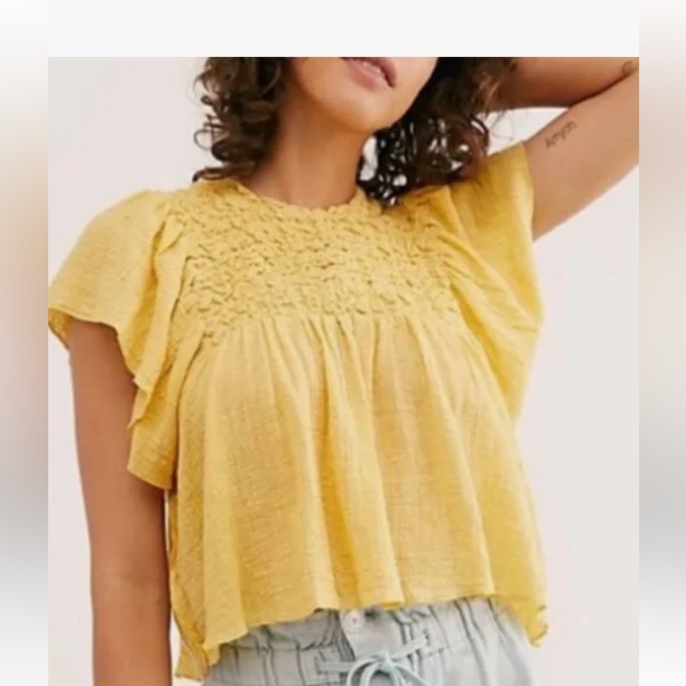 great condition free people yellow blouse